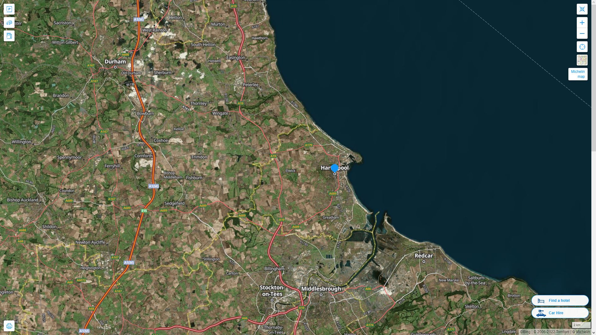 Hartlepool Highway and Road Map with Satellite View